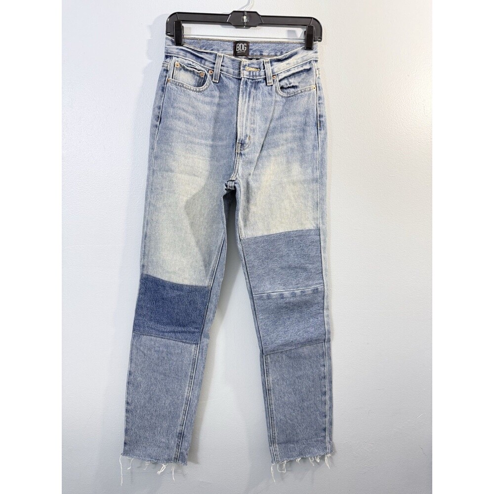 BDG Urban Outfitters slim straight High Waisted Patch Knees Blue womens Size 26